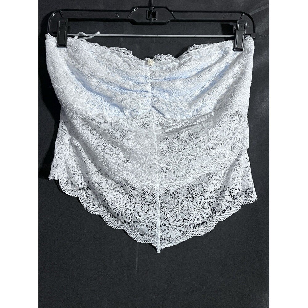 Cotton Candy LA Floral Corset Top Med White Blue Lace Trim Cottagecore NWT